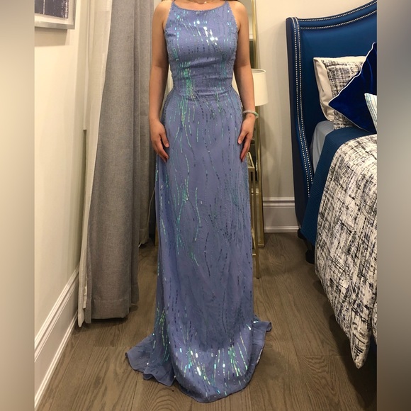 blue sequinned prom/grad dress size 18 - Picture 1 of 3